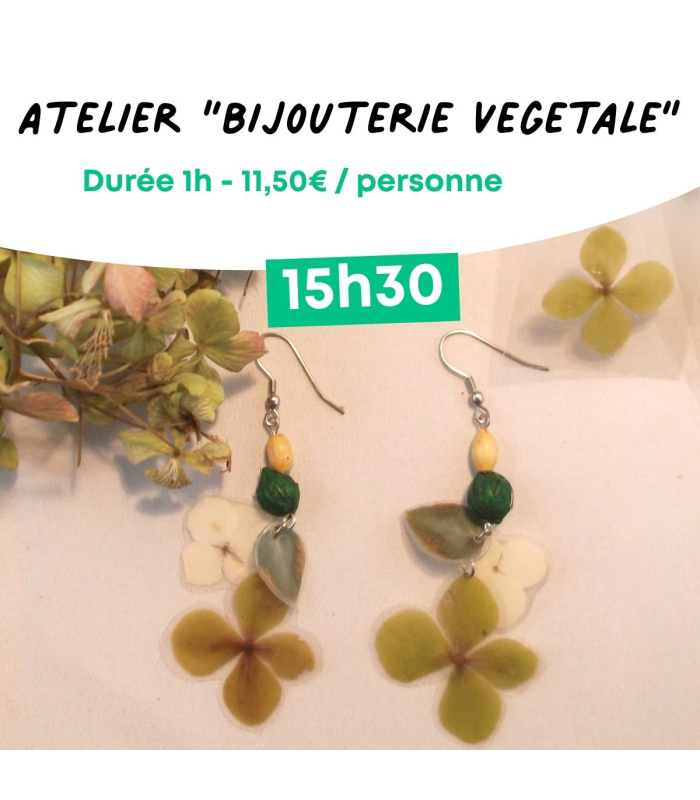 Atelier 1h - 25/04 "bijouterie végétale" - Boucles d'oreilles - 15h30 (1 place)